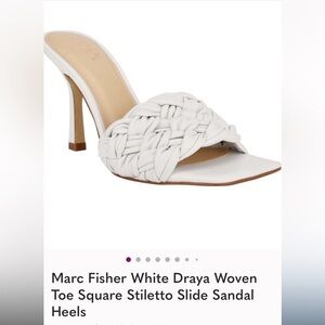 Marc Fisher White Woven Heeled Mules